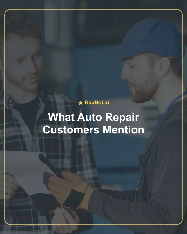 Mechanic explaining an auto repair estimate to a customer inside a repair shop.