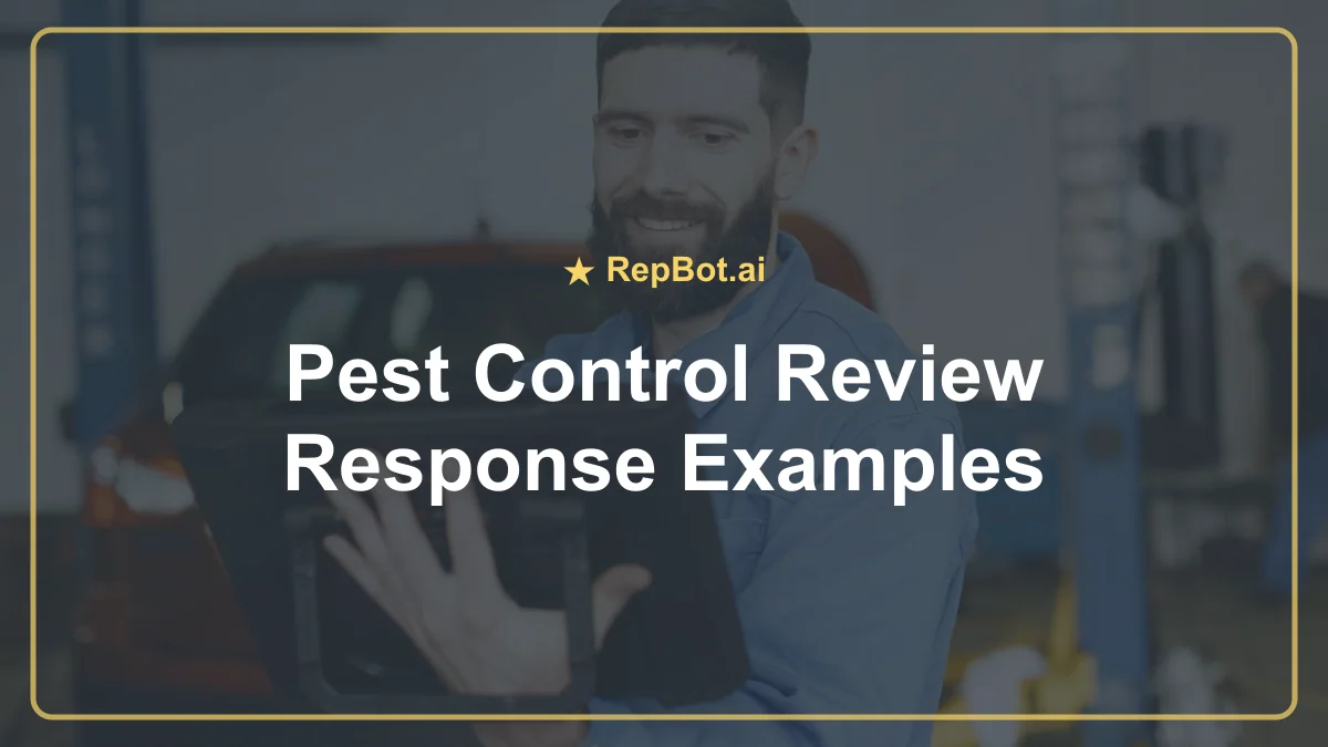 Professional pest control technician outside a home representing pest control review response examples and templates.
