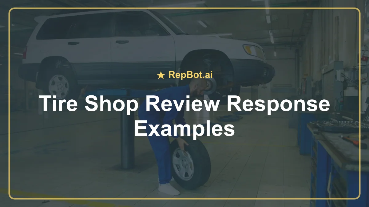 Technician working on a tire in an automotive service bay for a guide to tire shop review responses.