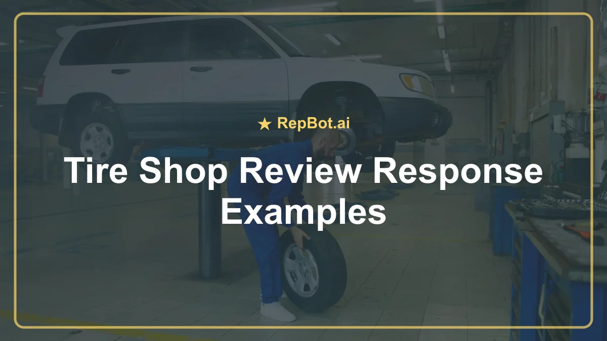 Technician working on a tire in an automotive service bay for a guide to tire shop review responses.