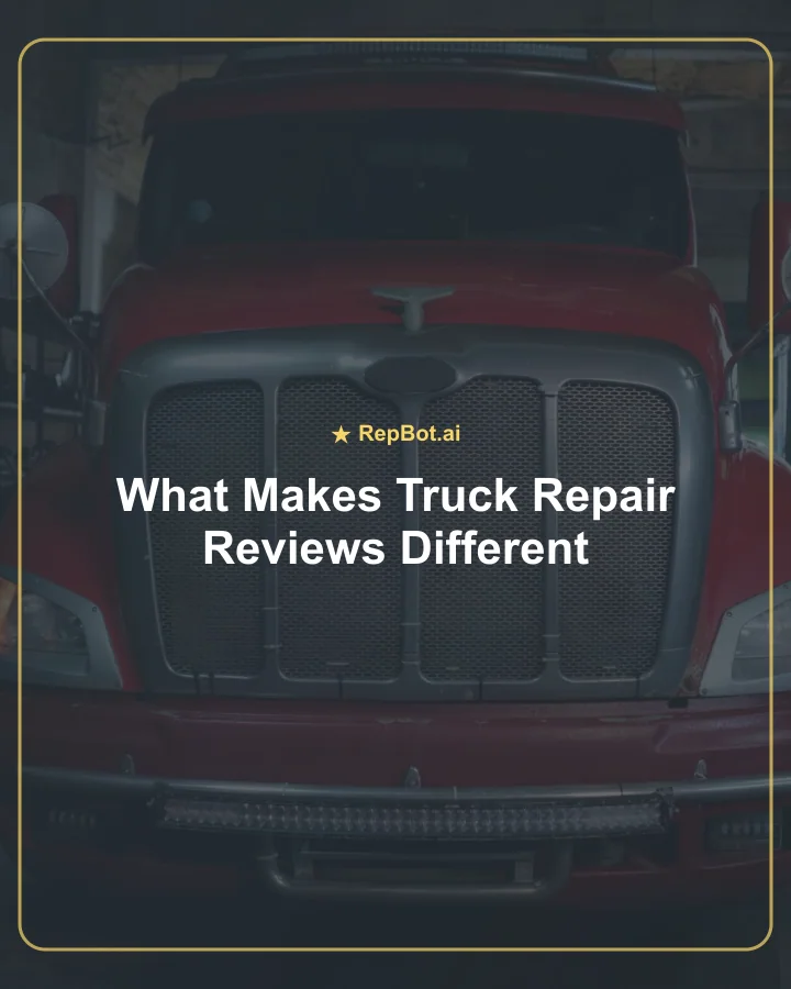 Heavy-duty truck repair bay showing tools and service equipment used in diesel and fleet repair work.
