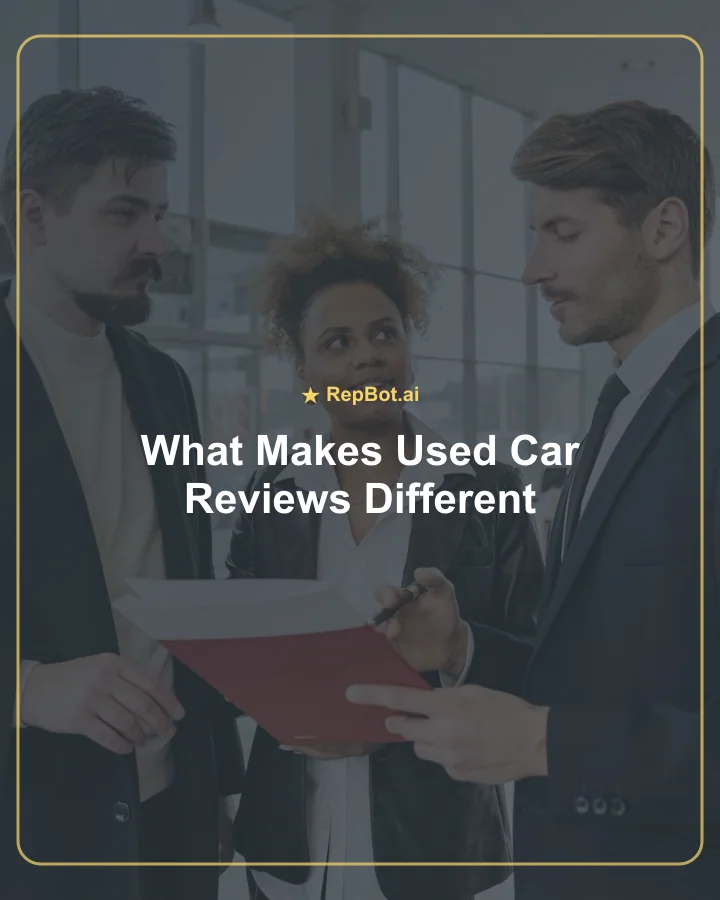 Customer and salesperson reviewing vehicle paperwork inside a used car dealership showroom.