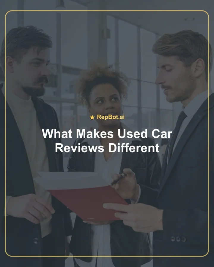 Customer and salesperson reviewing vehicle paperwork inside a used car dealership showroom.