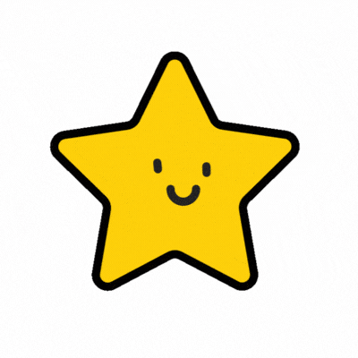 Cheerful yellow star with a smiley face.
